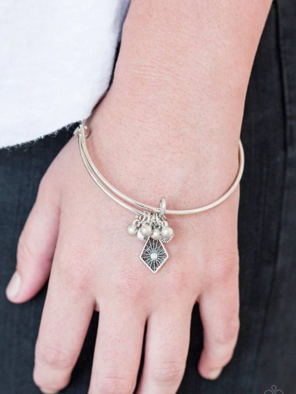 Paparazzi Jewelry Accessories - Treasure Charms - White Bracelet - Vintage